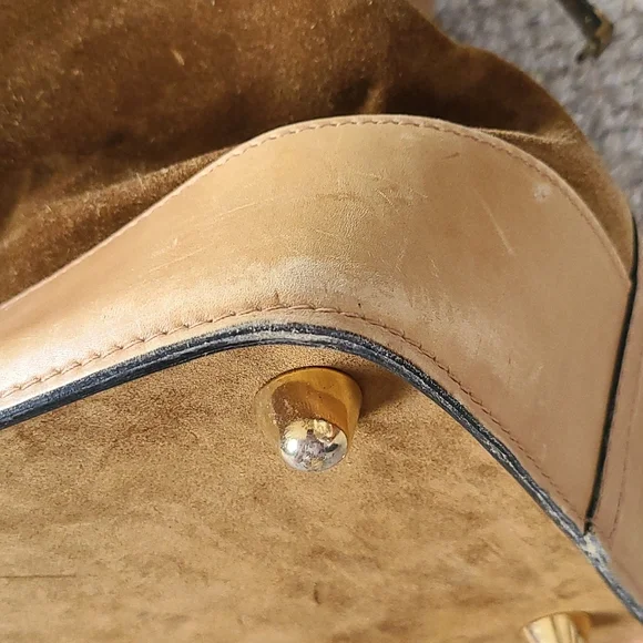 GUCCI suede travel bag, vintage, large rectangular satchel,  rare - Picture 10 of 16